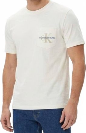 Calvin Klein Monogram Logo Pocket Tee In White