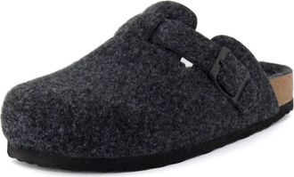 Cushionaire Womens Hana Cork Footbed Clog In Charcoal Wool
