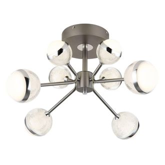 Netlighting Untsy Multi Arm Semi Flush Titanium 8x LED Dimmable 2700-6000K Remote in Grey