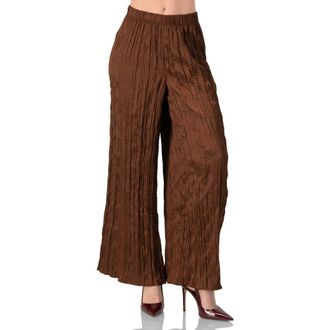 Ivonne Wide-Leg Brown Pleated Trousers at Nordstrom, Size 14