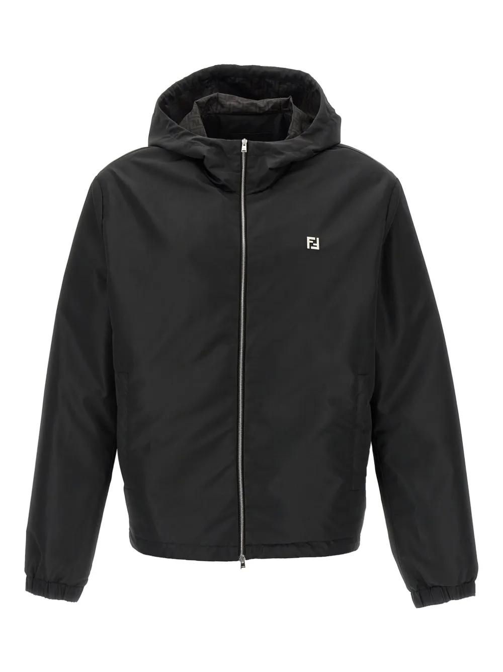 FAF525 AE8M FENDI ロゴジップアップパーカー ブラック L FAF525 AE8M FENDI ロゴジップアップパーカー ブラック L