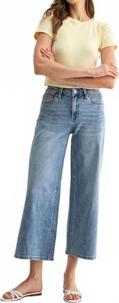 Mica Stevie Mid Rise Wide Leg Crop Jeans In Blue