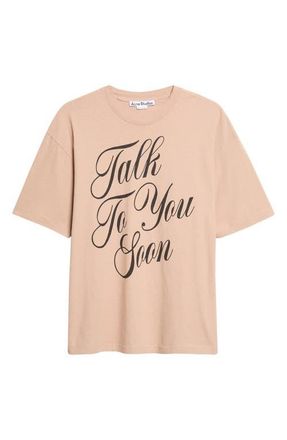 Acne Studios Exford U Talk To You Soon Cotton & Hemp Graphic T-Shirt in Beige at Nordstrom, Size X-Large