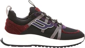 Bally Damon 6301541 Black & Heritage Red Suede Panel Low-Top Sneakers