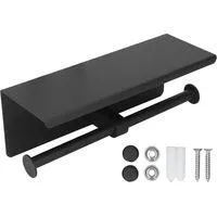 OEM Portarrollos De Papel Higi&eacute;nico De Acero Inoxidable Con Estante, Autoadhesivo, Sin Necesidad De Perforar, Para Ba&ntilde;o K10, Negro