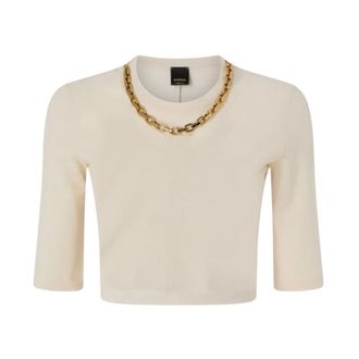 Pinko Round-neck Knitwear, female, Beige, Size: S Kimberly 106635A32Cc03