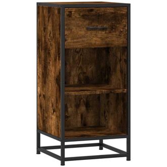 vidaXL Vidaxl - Aparador Madera Ingenier&iacute;a Y Metal Roble Ahumado 35,5x35x76 Cm