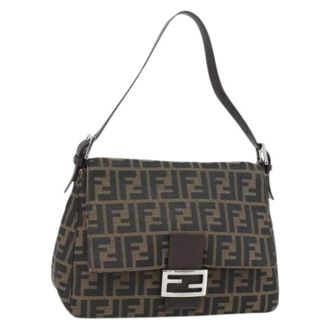 Fendi Pre-owned Shoulder Bags, female, Brown, Size: ONE SIZE Pre-owned Zucca Canvas Shoulder Bag