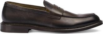 Doucal's Penny Loafers in Smooth Dark Brown Calf Leather