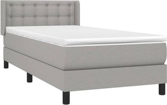 vidaXL Cama Box Spring Con Colch&oacute;n Tela Gris Claro 80x200 Cm Vidaxl