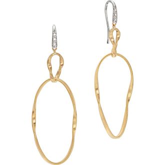 Marco Bicego Marrakech Onde 18K Yellow Gold & Diamond Double Drop Earrings in Yellow/White Gold at Nordstrom