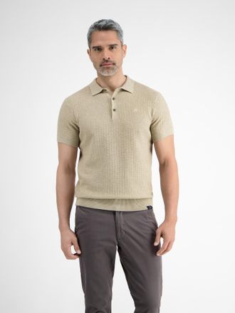 Lerros Poloshirt LERROS, Herren, Gr. XXL, beige (tender beige melange), Strick, Obermaterial: 100% Baumwolle, normal normal, ohne Ausschnitt, B&uuml;ndchen, Shirt