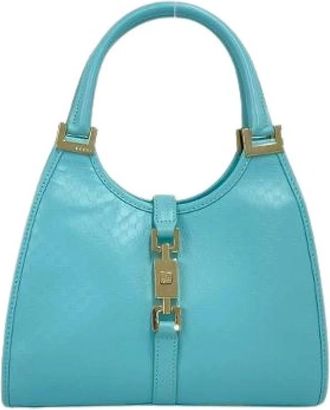 Gucci Pre-owned Jackie Micro Guccissima Leder Handtas - Dames - Vintage Handtas - Blauw - ONE Size - Leer - Vintage