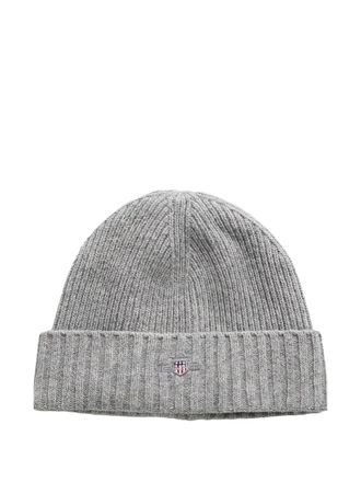 GANT logo cotton blend beanie - Grey