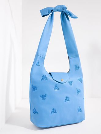 Talbots Embroidered Knot Nappa Hobo Bag - Vista Blue - 001 Talbots