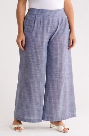 Renee C Stripe Cotton & Linen Wide Leg Pants in Denim at Nordstrom Rack, Size 3 X