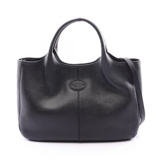 Tod's Black Leather Handbag Tote Bag (Pre-Owned)