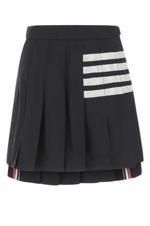 Thom Browne Womens Navy Blue Wool Mini Skirt - Black - Size EU 32 (Womens)