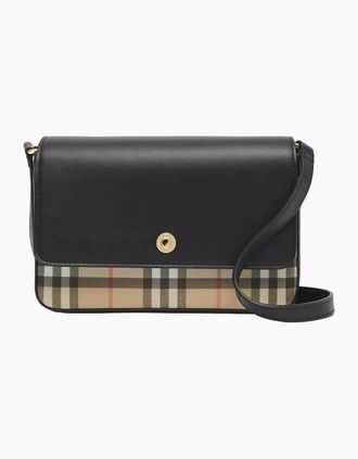 Burberry Womens New Hampshire Vintage Check Shoulder Bag - Black - Size: UNI