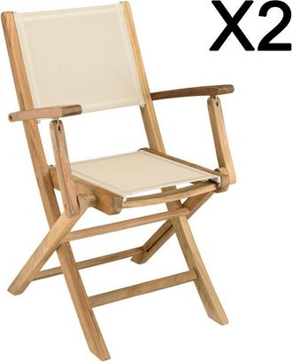 Macabane Lote de 2 sillones plegables de textilene color beige