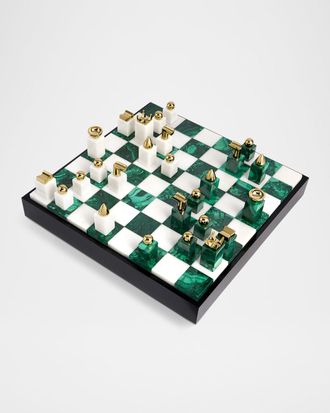 L'OBJET Malachite Chess Set