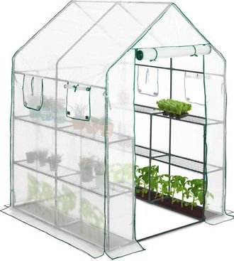 Relaxdays Relaxdays - Invernadero Grande Jard&iacute;n, 190x140x140 Cm, Estantes Con 8 Baldas, Huerto Pl&aacute;stico, Vivero, Transparente