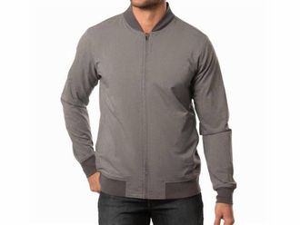 Travis Mathew Asheville Jacket In Heather Gray Pinstripe