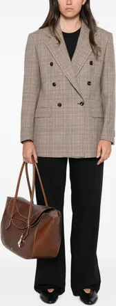Tagliatore Check Pattern Wool Blend Blazer - Beige