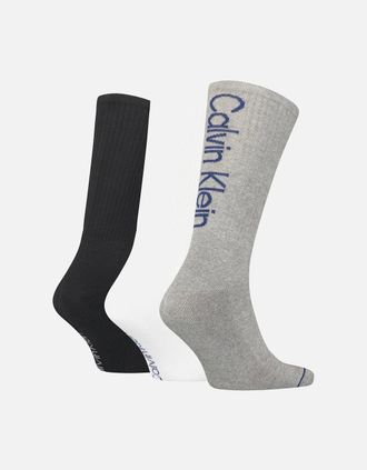 Calvin Klein Mens 3-Pack Athleisure Sports Socks, Black/White/Grey - Black/Grey - Size: 16/14.5/8/15/8.5/15.5/9/13/13.5/14/6.5/7/7.5/11.5/5/12/5.5/12