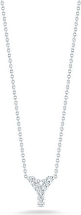 Roberto Coin Tiny Treasures Diamond Love Letter Necklace Y 18K White Gold 001634AWCHXY