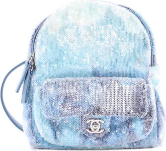 Chanel Waterfall Sequins with Leather Mini backpack - Blauw