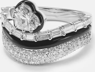 Kamyen Jewellery Anello Art Deco Heart in oro bianco 18kt con diamanti