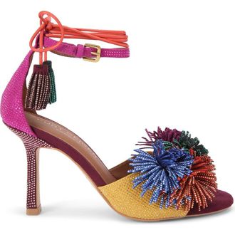 Kurt Geiger Pompom Ankle Strap Sandal in Open Red at Nordstrom, Size 7.5