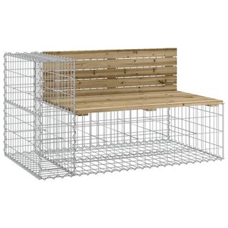 Berkfield Home Beautiful Garden Bench with Gabion Basket Impregnated Wood Pine in Brown
