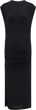 Isabel Marant Midi Dresses, female, Black, M, Black Boat Neckline Dress with Padded Shoulders