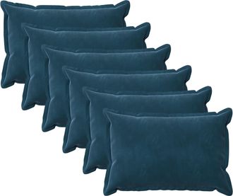 vidaXL Funda De Almohada 6 Pcs Houten Azul 40 X 60 Cm Terciopelo Vidaxl