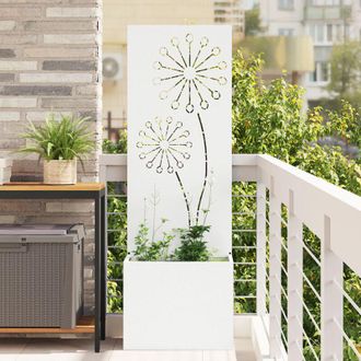 vidaXL Macetero De Jard&iacute;n Con Panel Decorativo Blanco 50 X 140 Cm Vidaxl