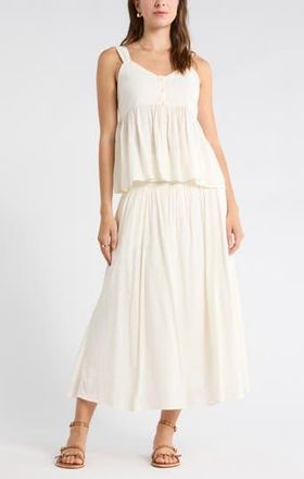 Melrose and Market Clip Dot Button-Up Tank in Ivory Egret at Nordstrom Rack, Size Xx-Large