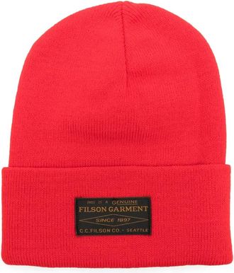 Filson logo-patch beanie - men - Silk/Nylon - One Size - Red