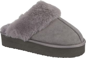 Jo & Joe Womens Erin Fleecy Slippers - Grey (8, UK Footwear Size System, Adult, Women, Numeric, Medium, 8)