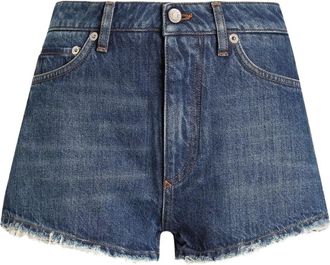 Dolce & Gabbana Shorts denim con frange - Blu