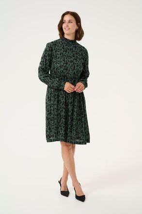 Kaffe KAluna Above The Knee High Neck Dress in Green/black Graphic at Nordstrom, Size 10