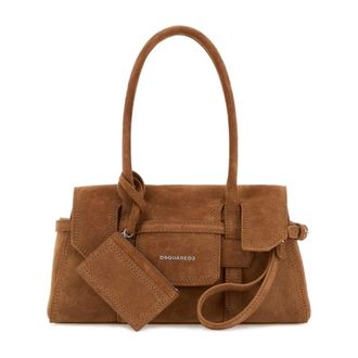 Dsquared2 Shoulder Bags, female, Brown, Size: ONE SIZE Suede Shoulder Bag