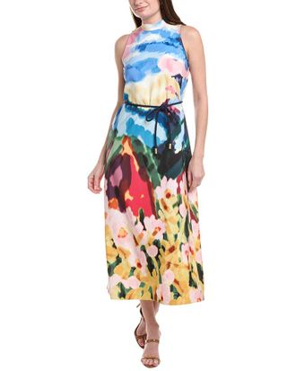 Anne Klein Printed Laguna Scuba Sleeveless Mock Ne
