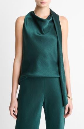 Vince Sleeveless Scarf Satin Top in Juniper at Nordstrom Rack, Size X-Large