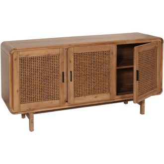 Hhg Credenza armadietto sideboard vintage HHG 018 82x160x45cm rattan legno acacia teak