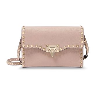 Valentino Garavani Cross Body Bags, female, Pink, Size: ONE SIZE Small Rockstud Grainy Calfskin Crossbody Bag