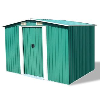 Berkfield Home Garden Storage Shed Green Metal 257x205x178 cm | Size: 257 x 205 x 178 cm