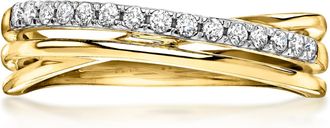 Ross-Simons Lab-Grown Diamond Crisscross Ring in 18kt Gold Over Sterling