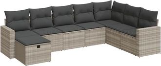 vidaXL Vidaxl - Set De Sof&aacute;s De Jard&iacute;n 8 Pzas Y Cojines Rat&aacute;n Sint&eacute;tico Gris